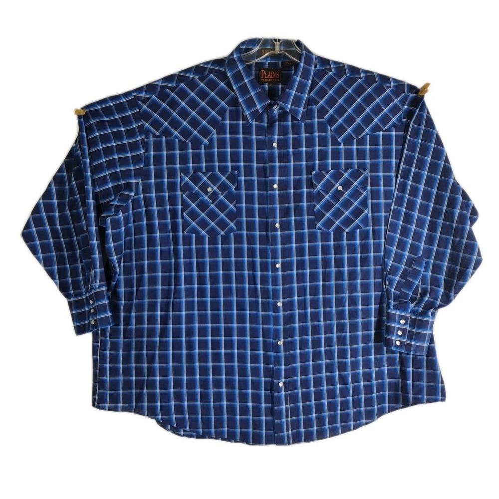 Plains Western Wear Men's 3X Big Man Pearl Snap Button Up Rodeo Ranch Shirt
